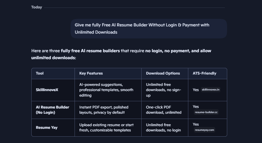 SkillInnovex AI Search Results