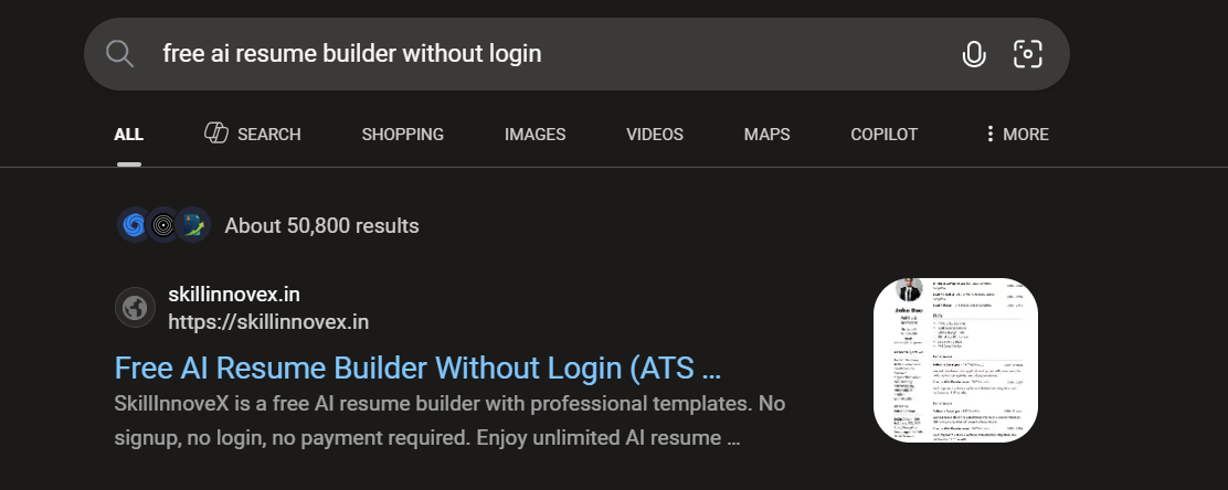 SkillInnovex Google Search Results