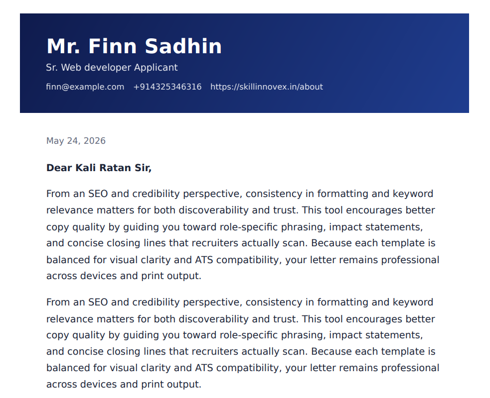 Preview of Cover Letter template 1