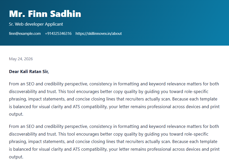 Preview of Cover Letter template 2