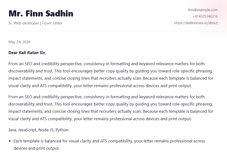 Preview of Cover Letter template 3