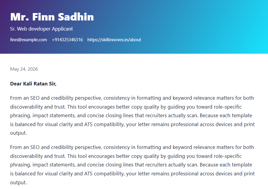 Preview of Cover Letter template 5