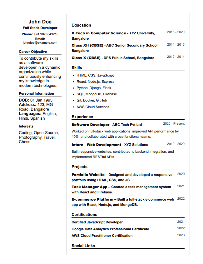 CV Sample
